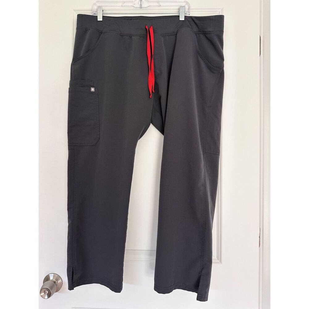 FIGS Kade Scrub Pants Womens XXL Petite Gray Cargo Straight Leg Drawstring